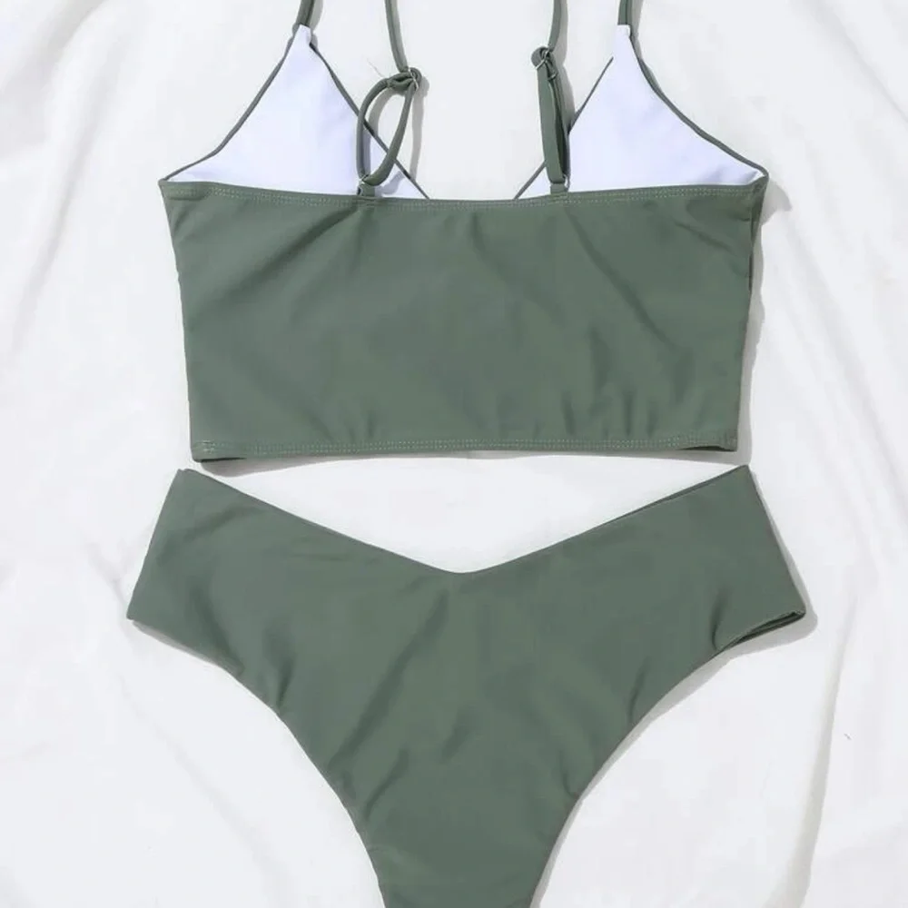 Boho v neck surplice bikini cheeky fit beach swim suit black - Picture 14 of 16